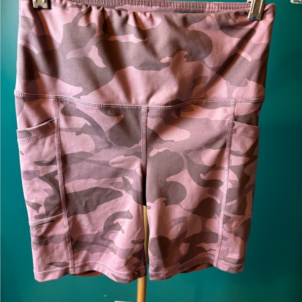 Yogalicious Pink and Gray Bike Shorts with Elastic Waistband